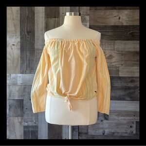 Roxy off the shoulder top medium pastel stripes beach California vacation surf